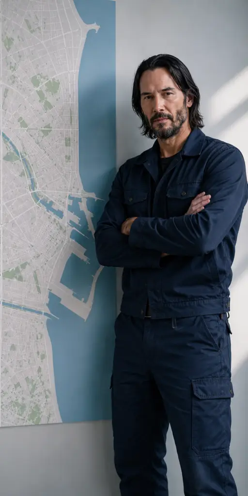 English-speaking plumber in Valencia standing next to a city service area map